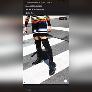 Free People Soft Black Suede Laceup Thigh Boots